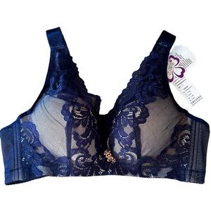 🌻 4/$25 Navy Blue Lace Full Coverage Bra, 42D